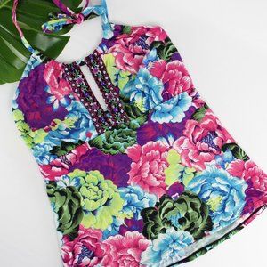 LaBlanca Tankini Top Halter Floral Flower Swimsuit